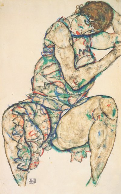 Seated Half-Nude by Egon Schiele